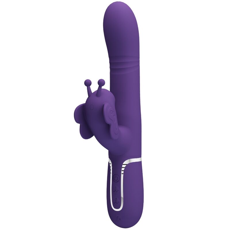 La marca PRETTY LOVE FLIRTATION nos facilita esta imagen de su producto PRETTY LOVE - VIBRADOR RABBIT MULTIFUNCIÓN 4 EN 1 MARIPOSA MORADO para nuestro catálogo.