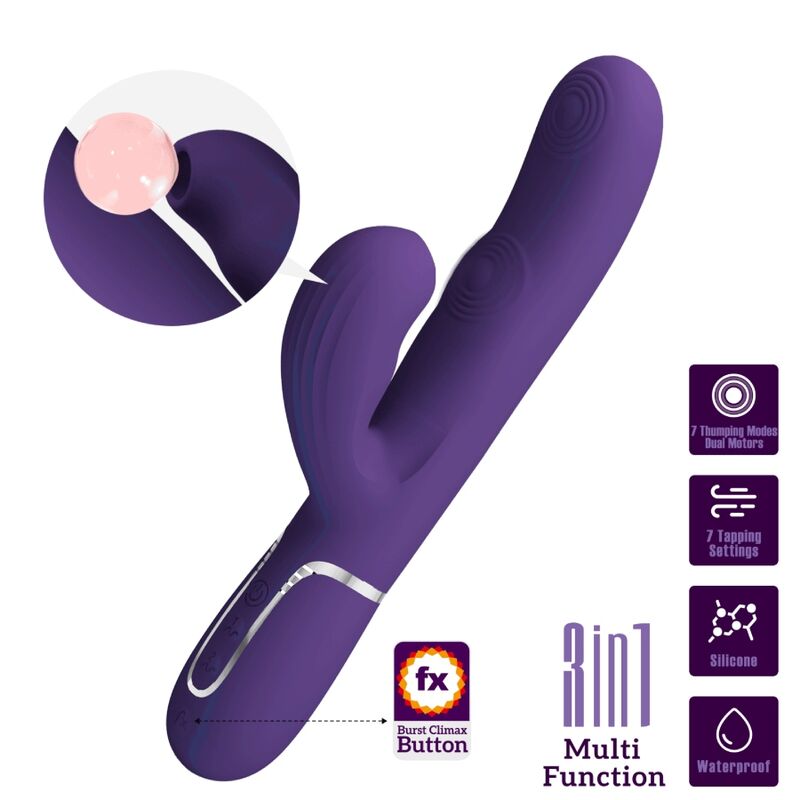 La marca PRETTY LOVE FLIRTATION nos facilita esta imagen de su producto PRETTY LOVE - PERLITA VIBRADOR PUNTO G 3 EN 1 MULTIFUNCIÓN MORADO para nuestro catálogo.