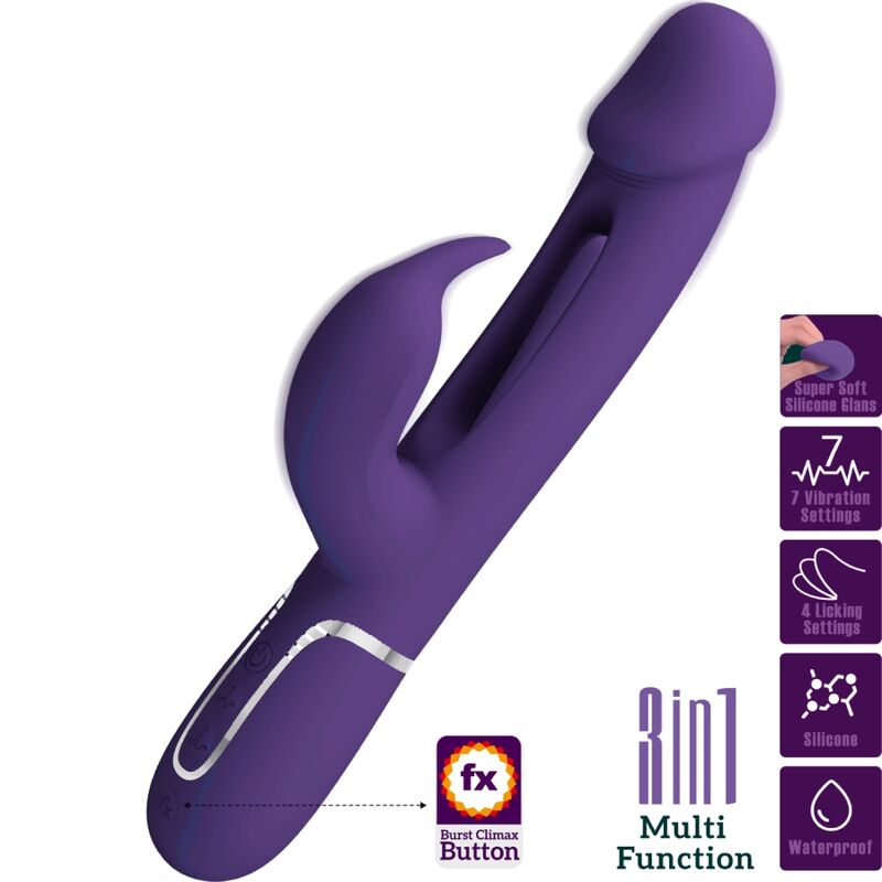 La marca PRETTY LOVE FLIRTATION nos facilita esta imagen de su producto PRETTY LOVE - KAMPAS VIBRADOR RABBIT 3 EN 1 MULTIFUNCIÓN CON LENGUA VIOLETA para nuestro catálogo.