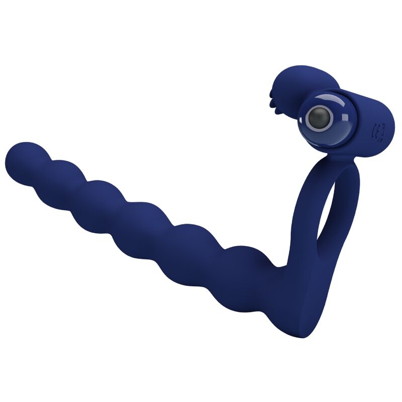 La marca PRETTY LOVE MALE nos facilita esta imagen de su producto PRETTY LOVE - AJMAL ANILLO VIBRADOR CON PLUG AZUL para nuestro catálogo.