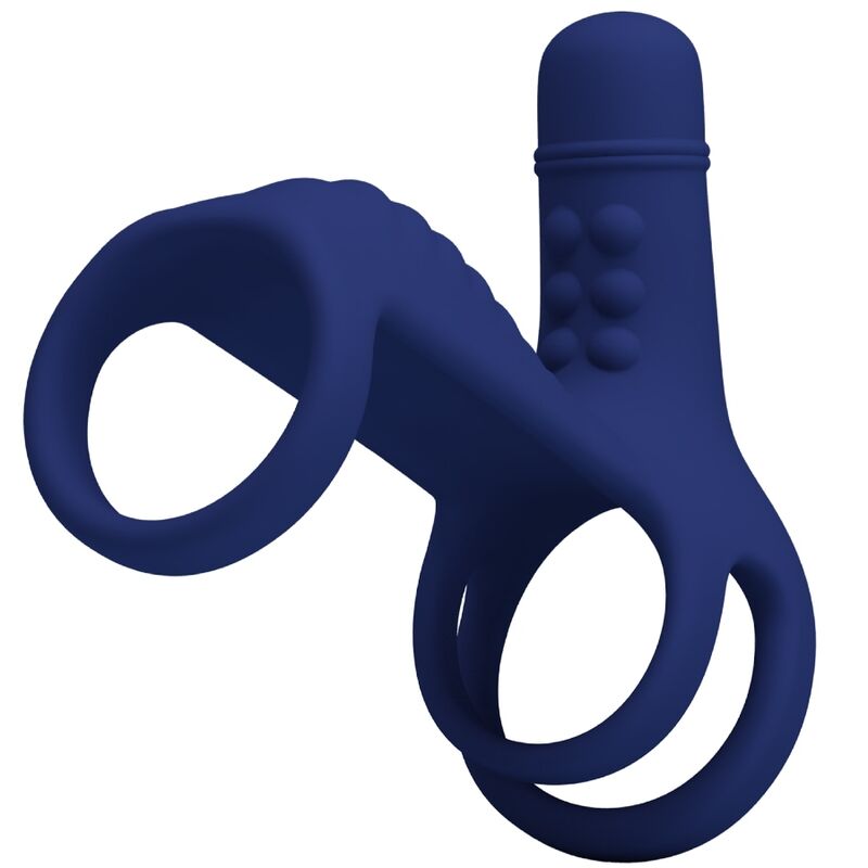 La marca PRETTY LOVE MALE nos facilita esta imagen de su producto PRETTY LOVE - ELISH ANILLO VIBRADOR CON EXTENSIÓN AZUL para nuestro catálogo.