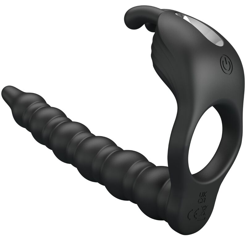La marca PRETTY LOVE nos facilita esta imagen de su producto PRETTY LOVE - BLACKNEY ANILLO PENE CON PLUG VIBRADOR NEGRO para nuestro catálogo.