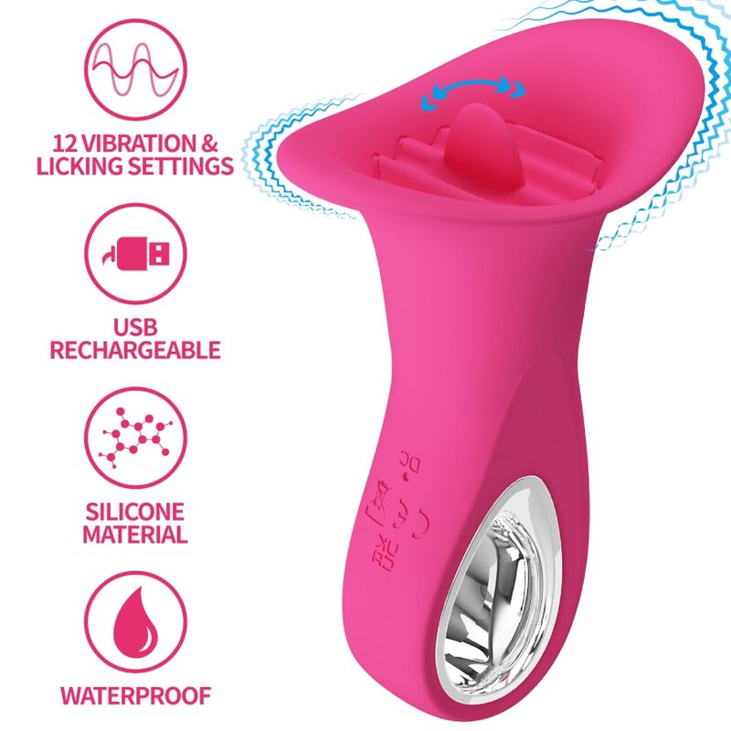 La marca PRETTY LOVE FLIRTATION nos facilita esta imagen de su producto PRETTY LOVE - CLYDE VIBRADOR ORAL LENGUA VIBRADORA 12 VIBRACIONES ROSA para nuestro catálogo.