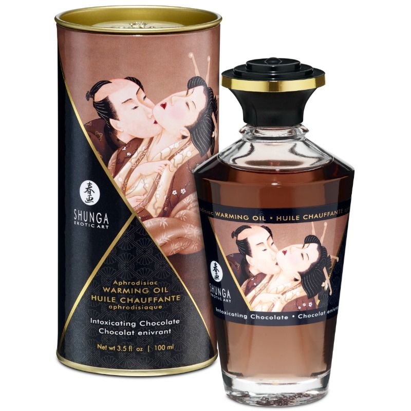 La marca SHUNGA OILS nos facilita esta imagen de su producto SHUNGA - ACEITE MASAJE EFECTO CALOR SABOR INTENSO CHOCOLATE 100 ML para nuestro catálogo.