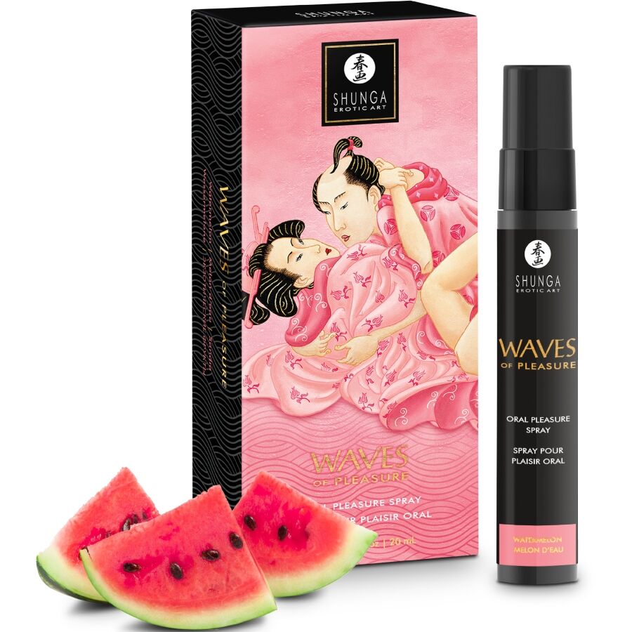 La marca SHUNGA APHRODISIACS nos facilita esta imagen de su producto SHUNGA - WAVES PLEASURE SPRAY ORAL SEDUCTOR SANDÍA 20 ML para nuestro catálogo.