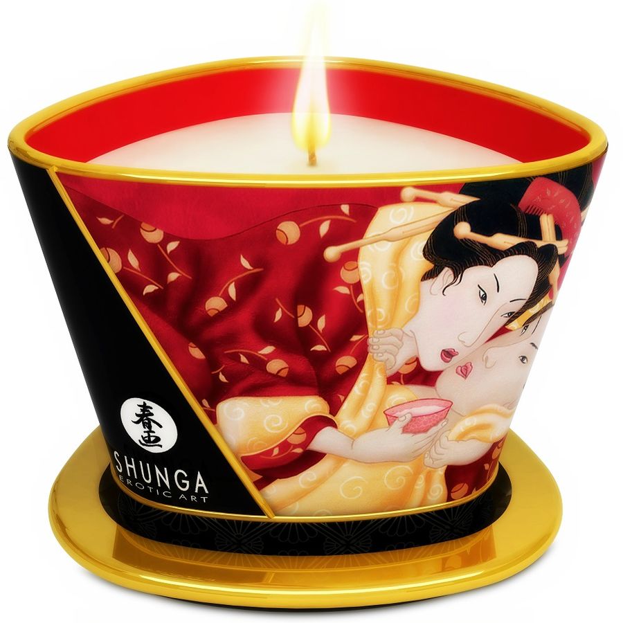 La marca SHUNGA CANDLES nos facilita esta imagen de su producto SHUNGA - MINI CARESS BY CANDELIGHT VELA MASAJE FRESAS Y CAVA 170 ML para nuestro catálogo.