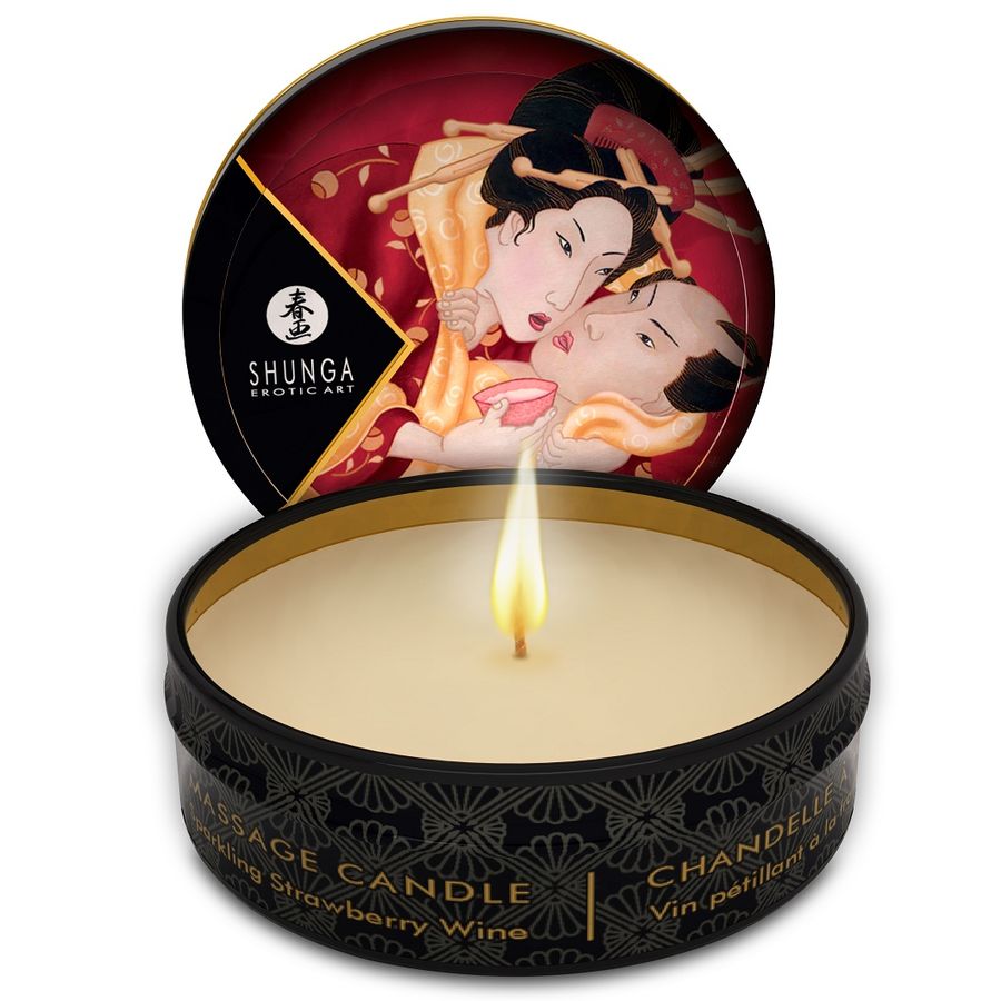 La marca SHUNGA CANDLES nos facilita esta imagen de su producto SHUNGA - MINI CARESS BY CANDELIGHT VELA MASAJE FRESAS Y CAVA 30 ML para nuestro catálogo.