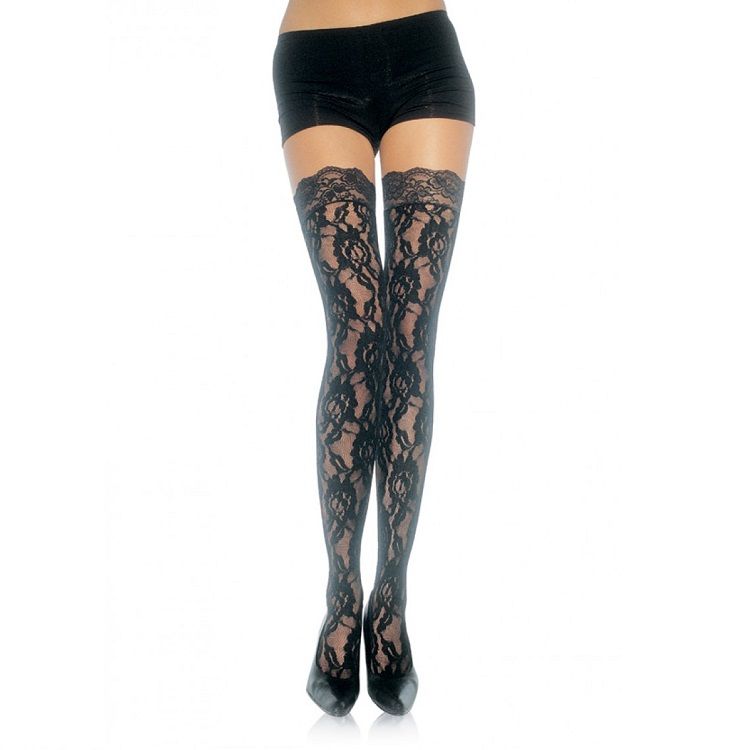 La marca LEG AVENUE HOSIERY nos facilita esta imagen de su producto LEG AVENUE - MEDIAS DE ENCAJE FLORAL para nuestro catálogo.