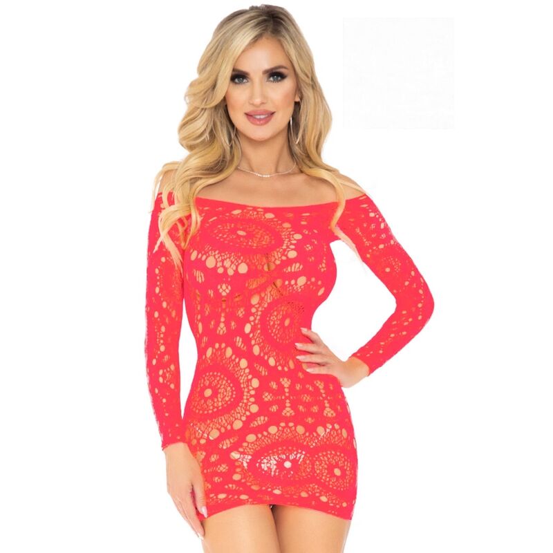 La marca LEG AVENUE DRESSES nos facilita esta imagen de su producto LEG AVENUE - MINI VESTIDO DE ENCAJES MANGA LARGA ROJO TALLA ÚNICA para nuestro catálogo.