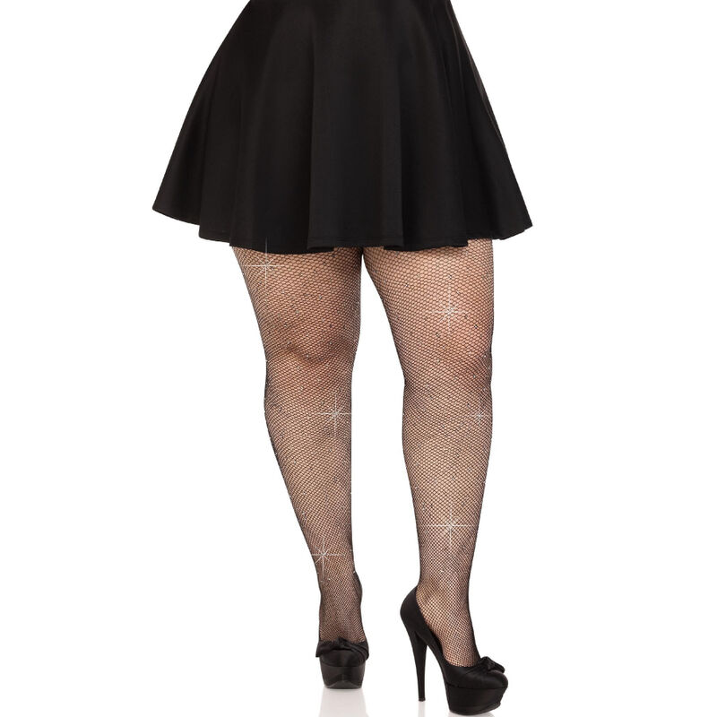 La marca LEG AVENUE HOSIERY nos facilita esta imagen de su producto LEG AVENUE - MEDIAS REJILLA CRISTALIZADA NEGRO PLUS SIZE para nuestro catálogo.