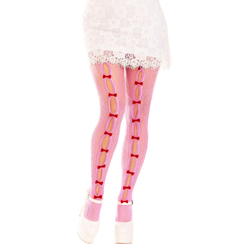 La marca LEG AVENUE HOSIERY nos facilita esta imagen de su producto LEG AVENUE - MEDIAS CON ABERTURAS CORAZON & LAZOS ROSA para nuestro catálogo.