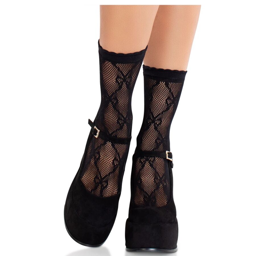 La marca LEG AVENUE HOSIERY nos facilita esta imagen de su producto LEG AVENUE - CALCETINES DE ENCAJE DE LAZOS NEGRO para nuestro catálogo.