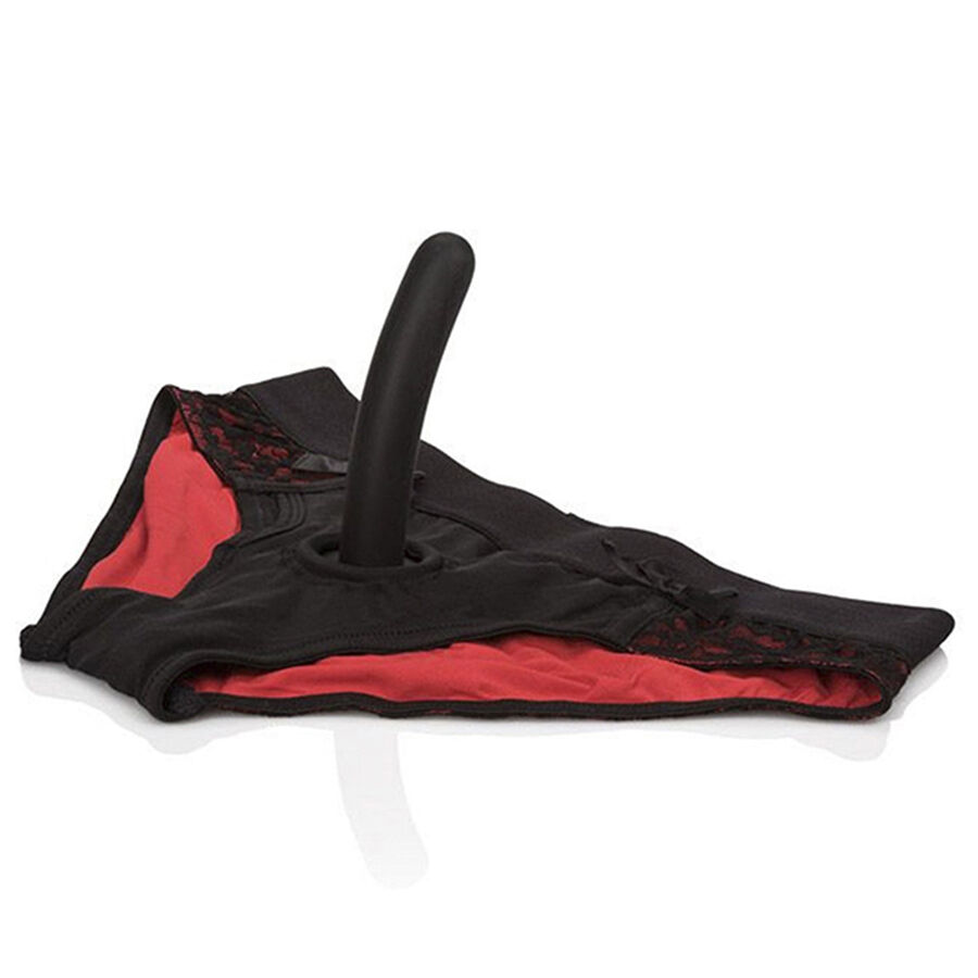 La marca CALEXOTICS nos facilita esta imagen de su producto CALEXOTICS - SCANDAL SET DE BRAGUITAS ROJAS CON DILDO TALLA L/XL para nuestro catálogo.