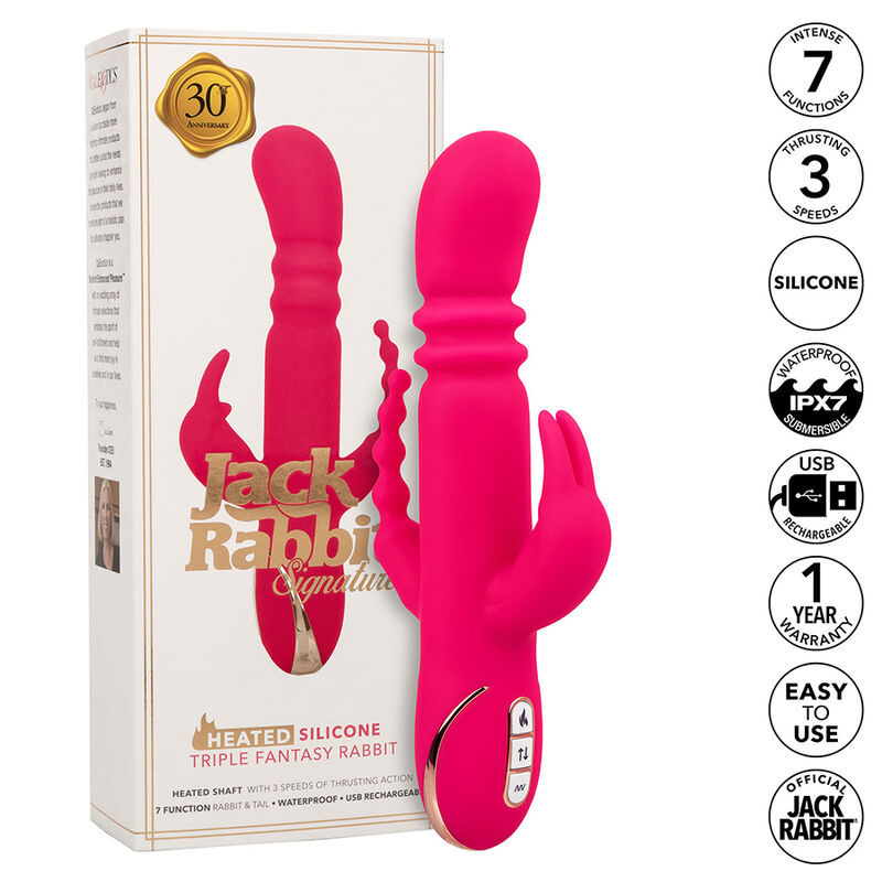 La marca CALEXOTICS nos facilita esta imagen de su producto CALEXOTICS - JACK FANTASY TRIPLE VIBRADOR CALENTABLE RABBIT ROSA para nuestro catálogo.