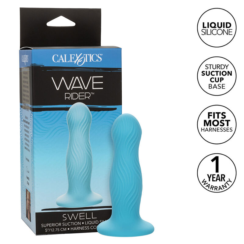 La marca CALEXOTICS nos facilita esta imagen de su producto CALEXOTICS - WAVE RIDER SWELL PLUG ANAL AZUL para nuestro catálogo.