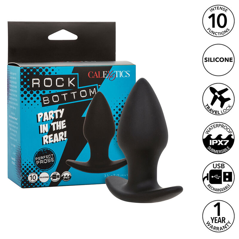 La marca CALEXOTICS nos facilita esta imagen de su producto CALEXOTICS - ROCK BOTTOM PERFECT PLUG ANAL 10 VIBRACIONES SILICONA NEGRO para nuestro catálogo.