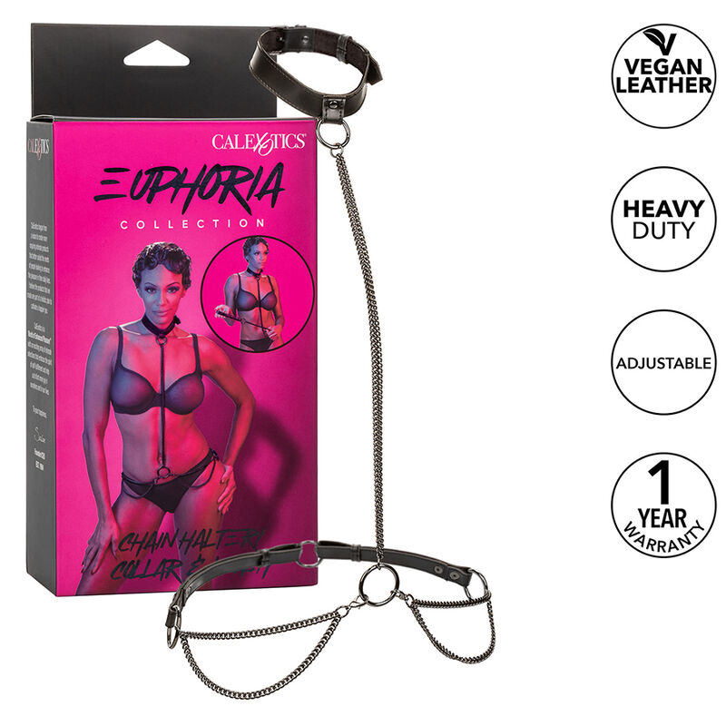 La marca CALEXOTICS nos facilita esta imagen de su producto CALEXOTICS - EUPHORIA COLLAR HALTER Y CORREA CON CADENA para nuestro catálogo.