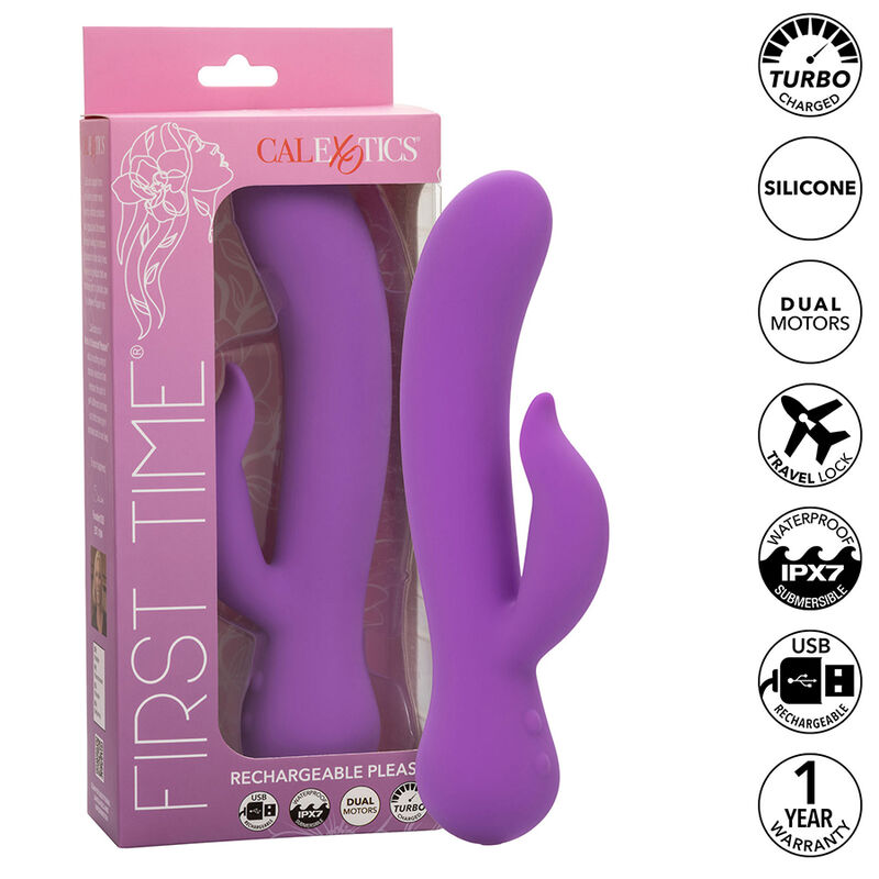 La marca CALEXOTICS nos facilita esta imagen de su producto CALEXOTICS - FIRST TIME VIBRADOR COMPLACIENTE RECARGABLE MORADO para nuestro catálogo.