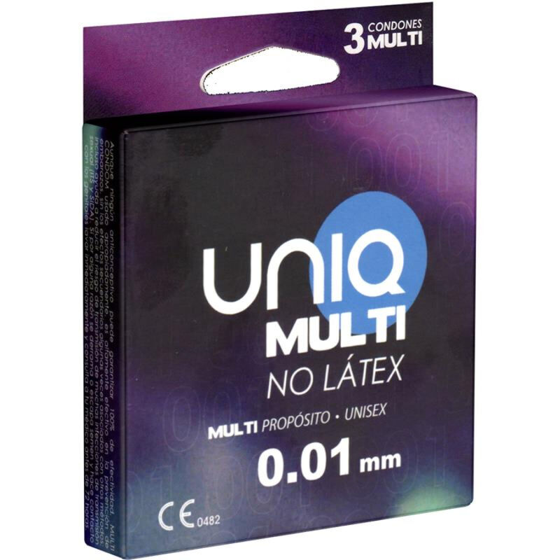 La marca UNIQ nos facilita esta imagen de su producto UNIQ - MULTI PRESERVATIVOS SIN LATEX 3 UNIDADES para nuestro catálogo.
