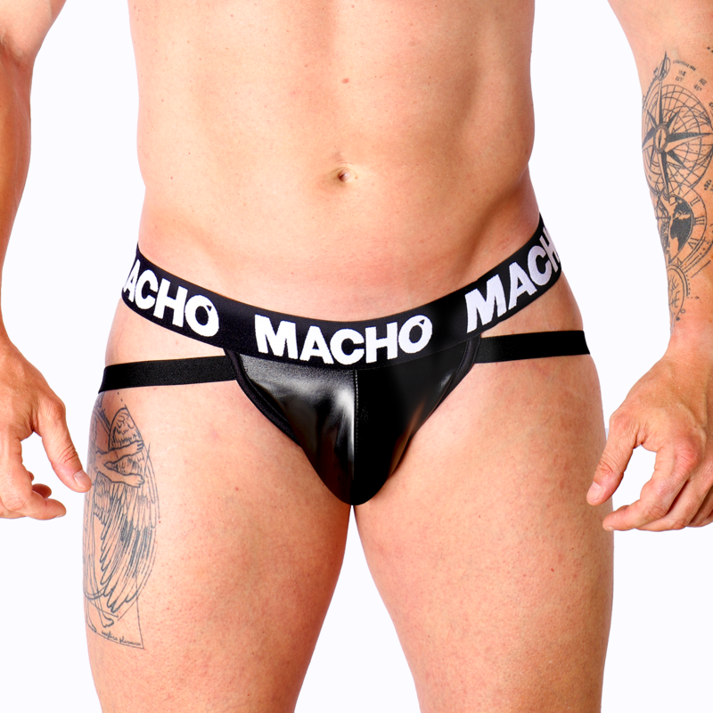 La marca MACHO UNDERWEAR nos facilita esta imagen de su producto MACHO - MX25NC JOCK CUERO NEGRO M para nuestro catálogo.