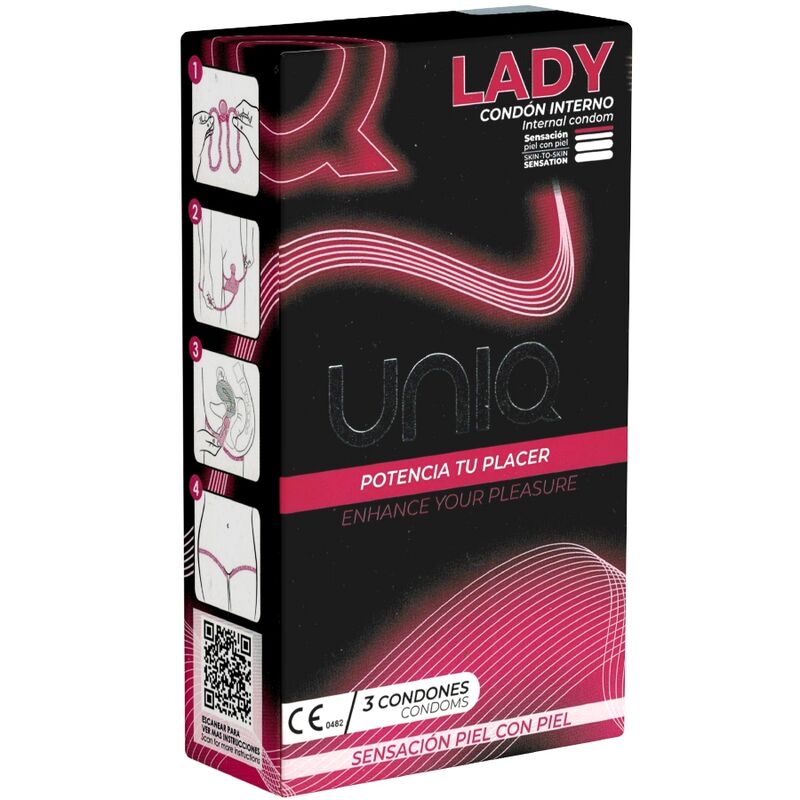 La marca UNIQ nos facilita esta imagen de su producto UNIQ -  LADY CONDOM PRESERVATIVOS FEMENINOS CON LIGUERO SIN LATEX 3 UNIDADES para nuestro catálogo.