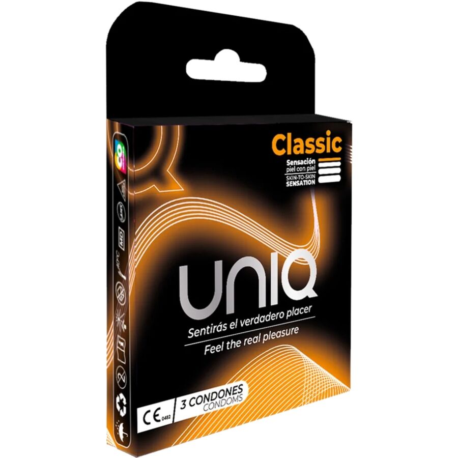 La marca UNIQ nos facilita esta imagen de su producto UNIQ - CLASSIC PRESERVATIVOS SIN LATEX 3 UNIDADES para nuestro catálogo.