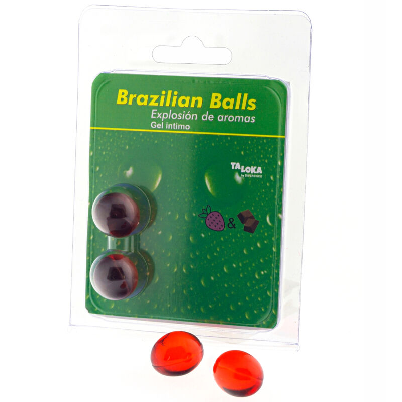 La marca TALOKA nos facilita esta imagen de su producto TALOKA - BRAZILIAN BALLS GEL ÍNTIMO FRESA & CHOCOLATE 2 BOLAS para nuestro catálogo.
