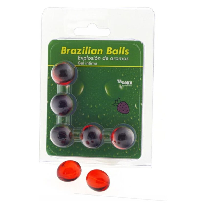 La marca TALOKA nos facilita esta imagen de su producto TALOKA - BRAZILIAN BALLS GEL ÍNTIMO FRESA 5 BOLAS para nuestro catálogo.