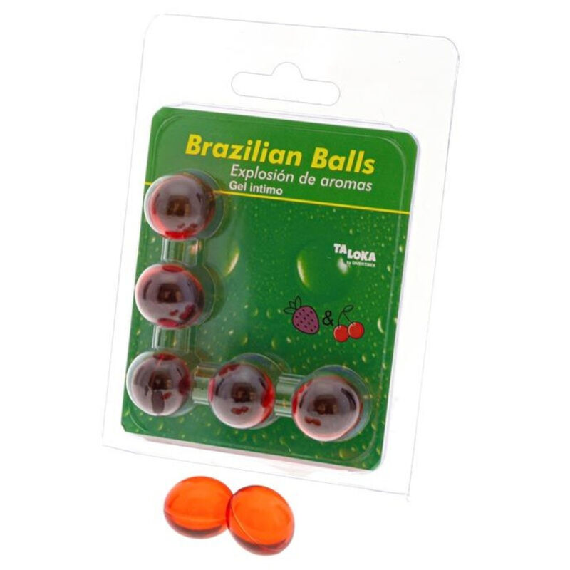 La marca TALOKA nos facilita esta imagen de su producto TALOKA - BRAZILIAN BALLS GEL ÍNTIMO FRESA & CEREZA 5 BOLAS para nuestro catálogo.