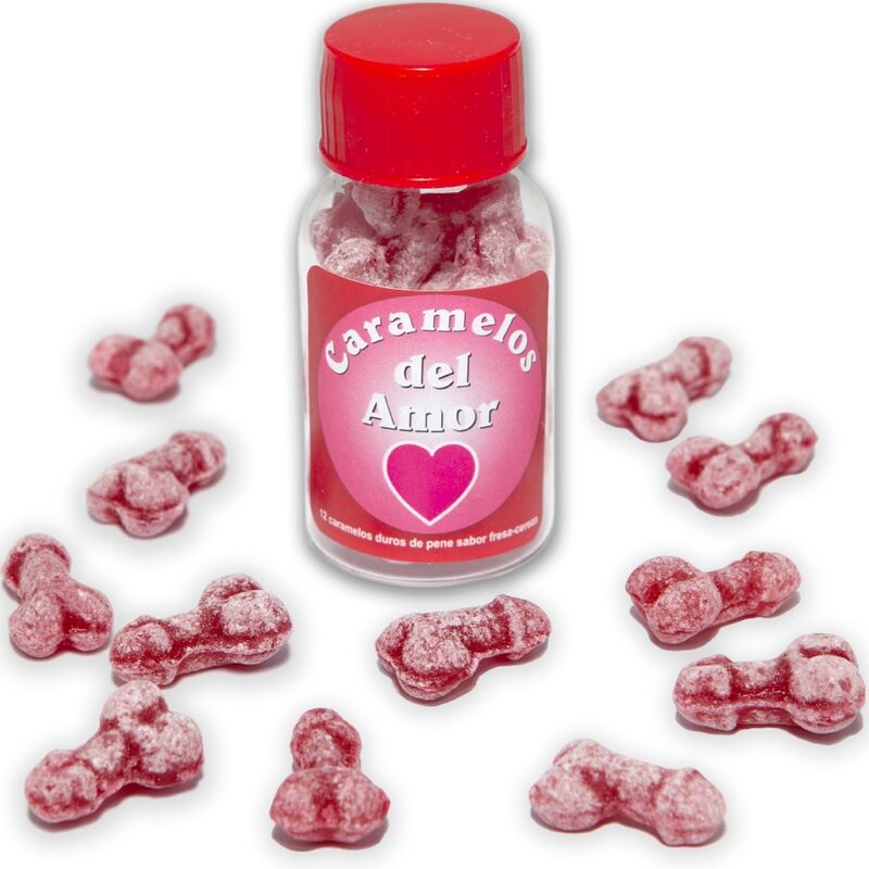 La marca DIABLO PICANTE nos facilita esta imagen de su producto DIABLO PICANTE - 12 CARAMELOS DEL AMOR FORMA PENE FRESA/CEREZA para nuestro catálogo.
