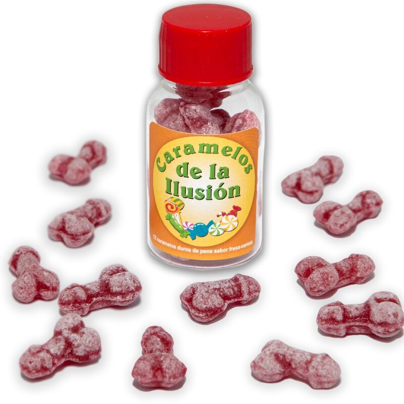 La marca DIABLO PICANTE nos facilita esta imagen de su producto DIABLO PICANTE - 12 CARAMELOS DE LA ILUSIÓN FORMA PENE FRESA/CEREZA para nuestro catálogo.