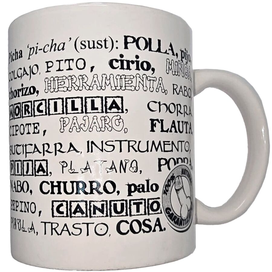 La marca DIABLO PICANTE nos facilita esta imagen de su producto DIABLO PICANTE - TAZA BLANCA DE SINÓNIMOS PENE 370 ML para nuestro catálogo.