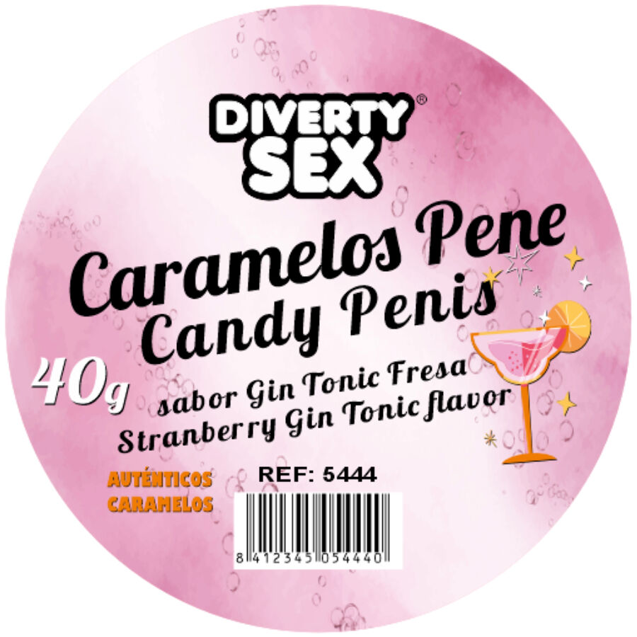 La marca DIABLO PICANTE nos facilita esta imagen de su producto DIABLO PICANTE - 20 CARAMELOS CON FORMA DE PENE CON SABOR GIN TONIC para nuestro catálogo.