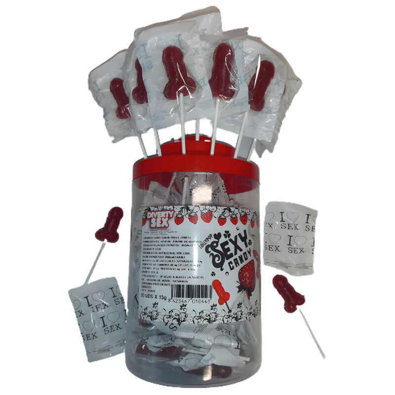 La marca DIABLO PICANTE nos facilita esta imagen de su producto DIABLO PICANTE - BOTE 50 PIRULETAS PITO CARAMELO FRESA Y CEREZA 50 UNIDADES para nuestro catálogo.