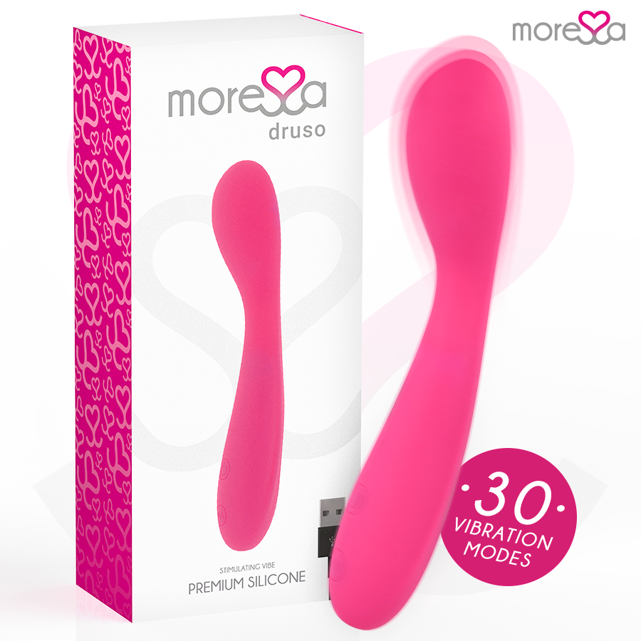 La marca MORESSA nos facilita esta imagen de su producto MORESSA - DRUSO MASAJEADOR DUO PUNTO G Y SUERO PELVICO PREMIUM SILICONE RECARGABLE para nuestro catálogo.