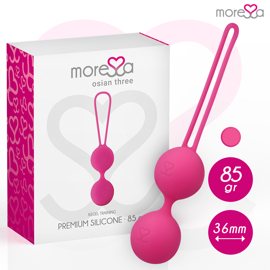 La marca MORESSA nos facilita esta imagen de su producto MORESSA - OSIAN THREE ENTRENAMIENTO SUELO PELVICO 85 gr PREMIUM SILICONA ROSA para nuestro catálogo.