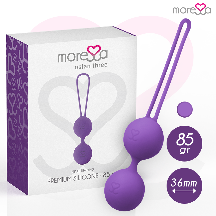 La marca MORESSA nos facilita esta imagen de su producto MORESSA - OSIAN THREE ENTRENAMIENTO SUELO PELVICO 85 gr PREMIUM SILICONA LILA para nuestro catálogo.