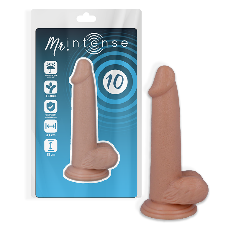 La marca MR. INTENSE nos facilita esta imagen de su producto MR INTENSE - 10 PENE REALÍSTICO 18 CM -O- 3.4 CM para nuestro catálogo.