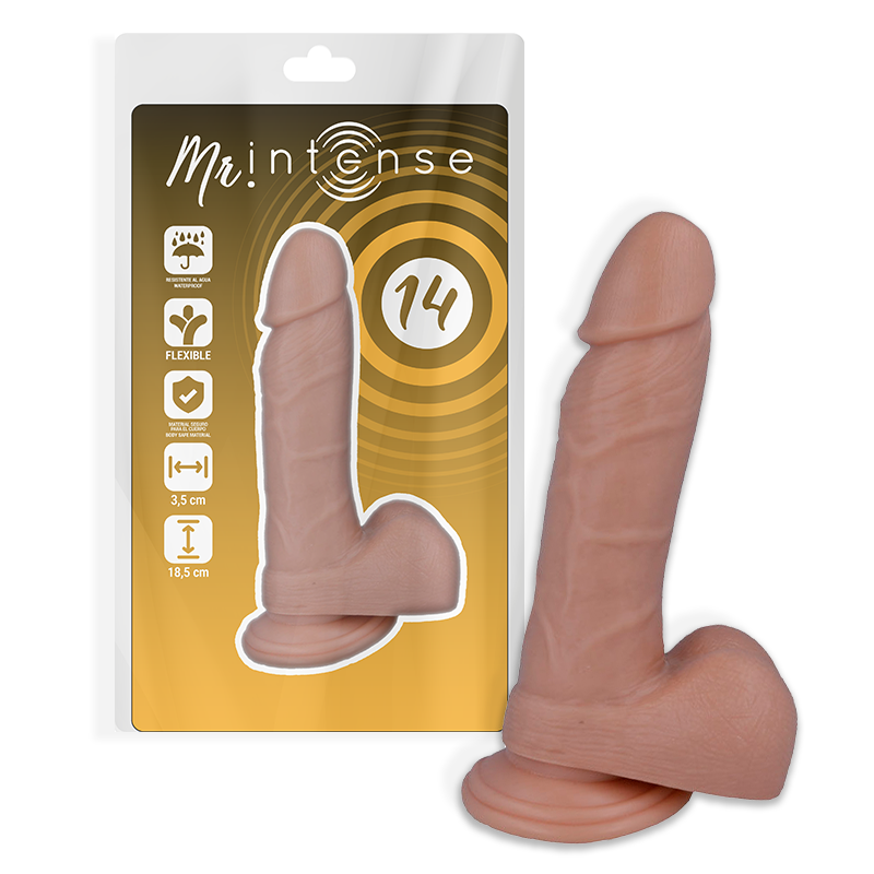 La marca MR. INTENSE nos facilita esta imagen de su producto MR INTENSE - 14 PENE REALÍSTICO 18.5 CM -O- 3.8 CM para nuestro catálogo.