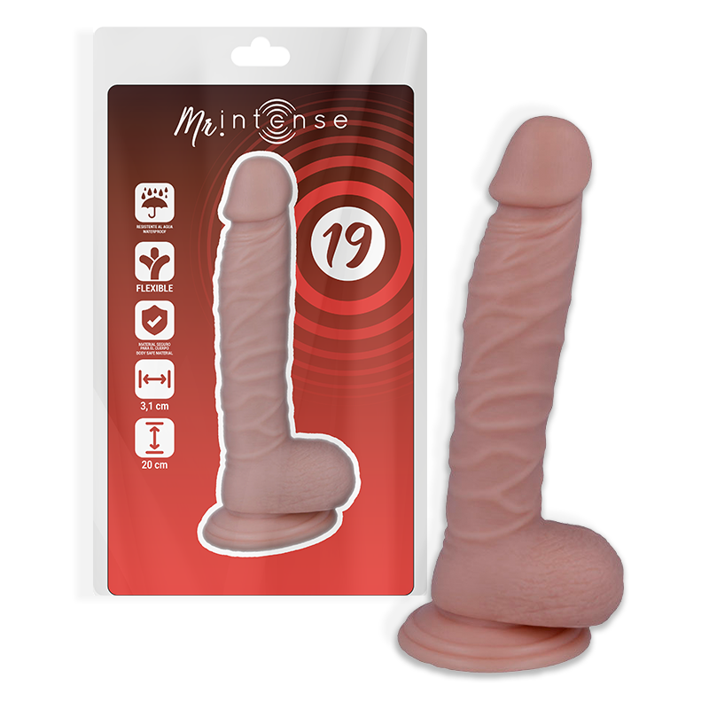 La marca MR. INTENSE nos facilita esta imagen de su producto MR INTENSE - 19 PENE REALÍSTICO 20 CM -O- 3.1 CM para nuestro catálogo.