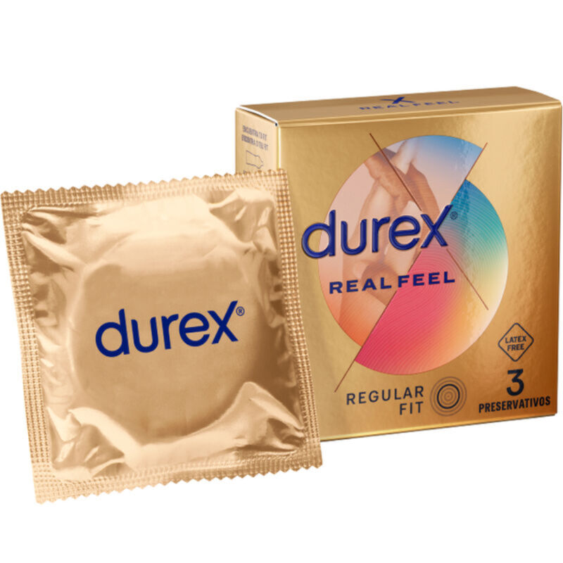 La marca DUREX CONDOMS nos facilita esta imagen de su producto DUREX - REAL FEEL PRESERVATIVOS 3 UNIDADES para nuestro catálogo.