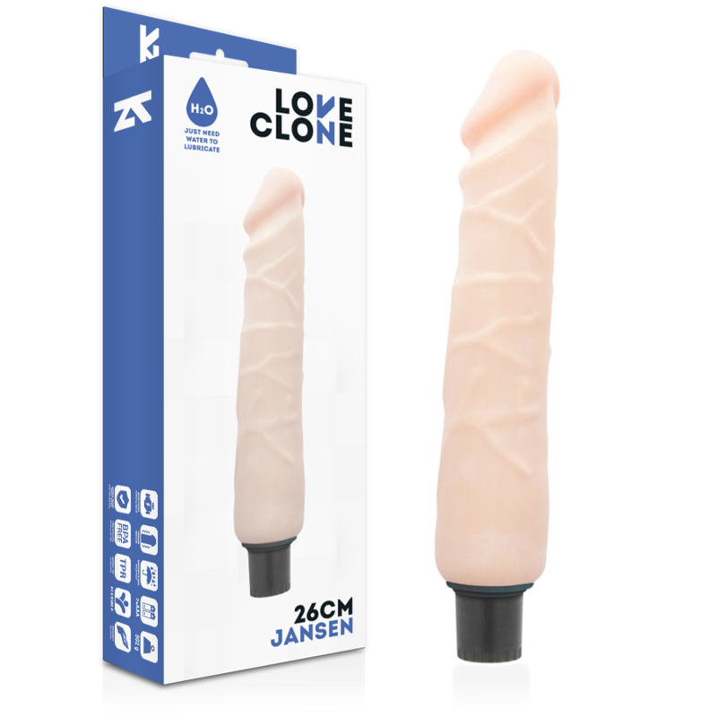La marca LOVECLONE nos facilita esta imagen de su producto LOVECLONE - JANSEN VIBRADOR REALÍSTICO SELF LUBRICATION 26 CM -O- 4.2 CM para nuestro catálogo.