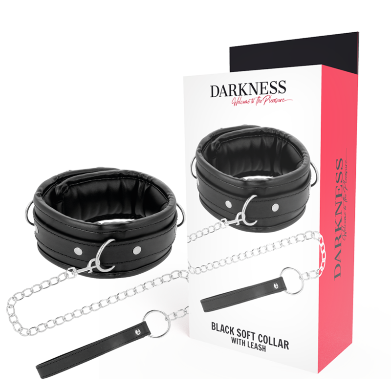 La marca DARKNESS BONDAGE nos facilita esta imagen de su producto DARKNESS - COLLAR CON CADENA SOFT LEATHER para nuestro catálogo.