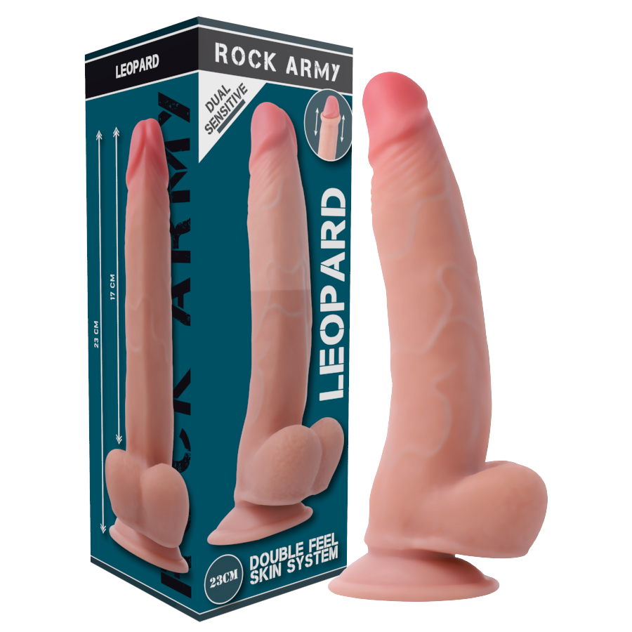 La marca ROCK ARMY nos facilita esta imagen de su producto ROCKARMY - LEOPARD DILDO REALISTA DUAL DENSITY 23 CM -O- 4.77 CM para nuestro catálogo.