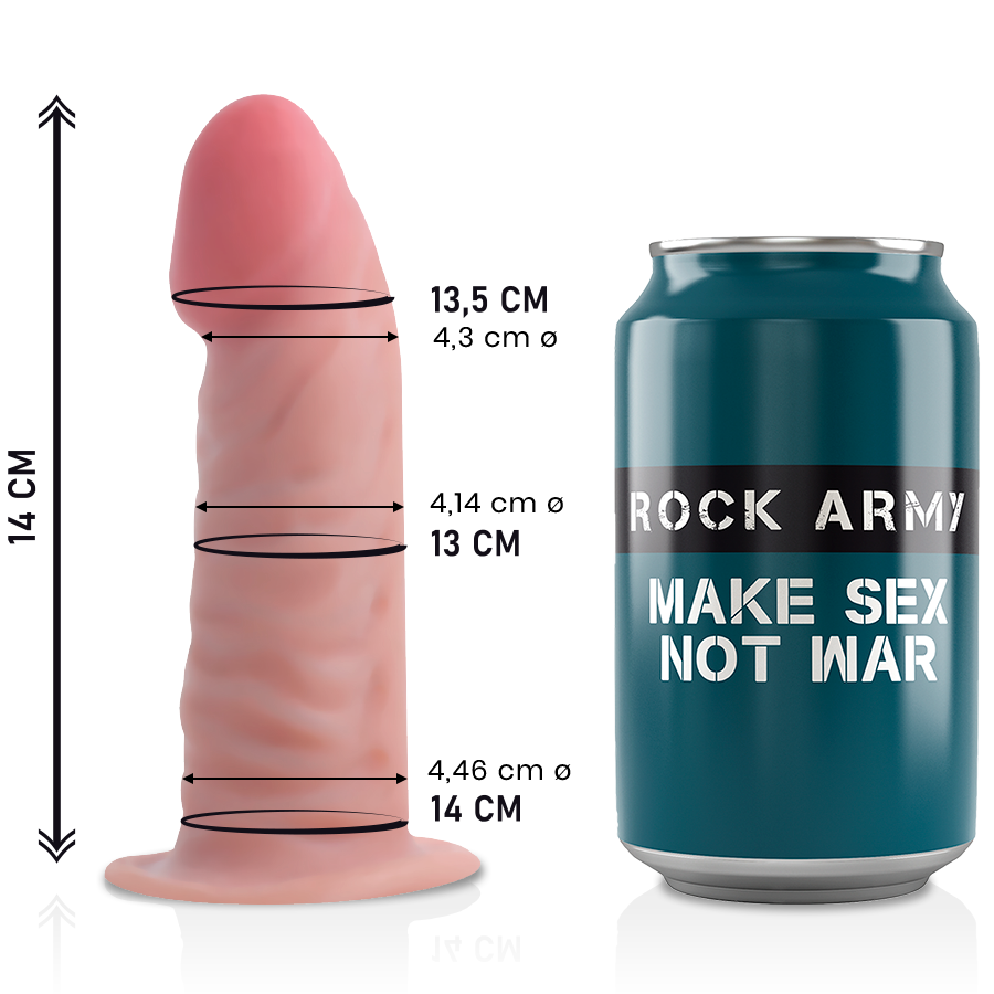 La marca ROCK ARMY nos facilita esta imagen de su producto ROCKARMY -TIGER DILDO REALISTA DUAL DENSITY14 CM -O- 4.46 CM para nuestro catálogo.
