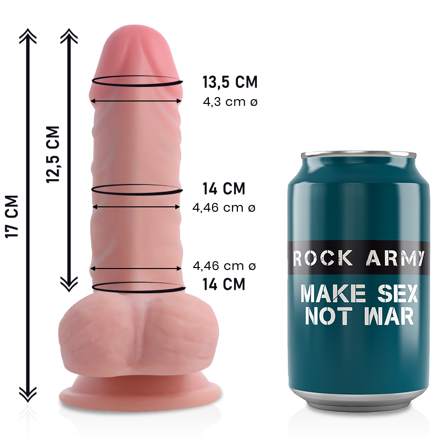 La marca ROCK ARMY nos facilita esta imagen de su producto ROCKARMY - DUAL DENSITY PANZER DILDO REALISTA 17 CM -O- 4.46 CM para nuestro catálogo.