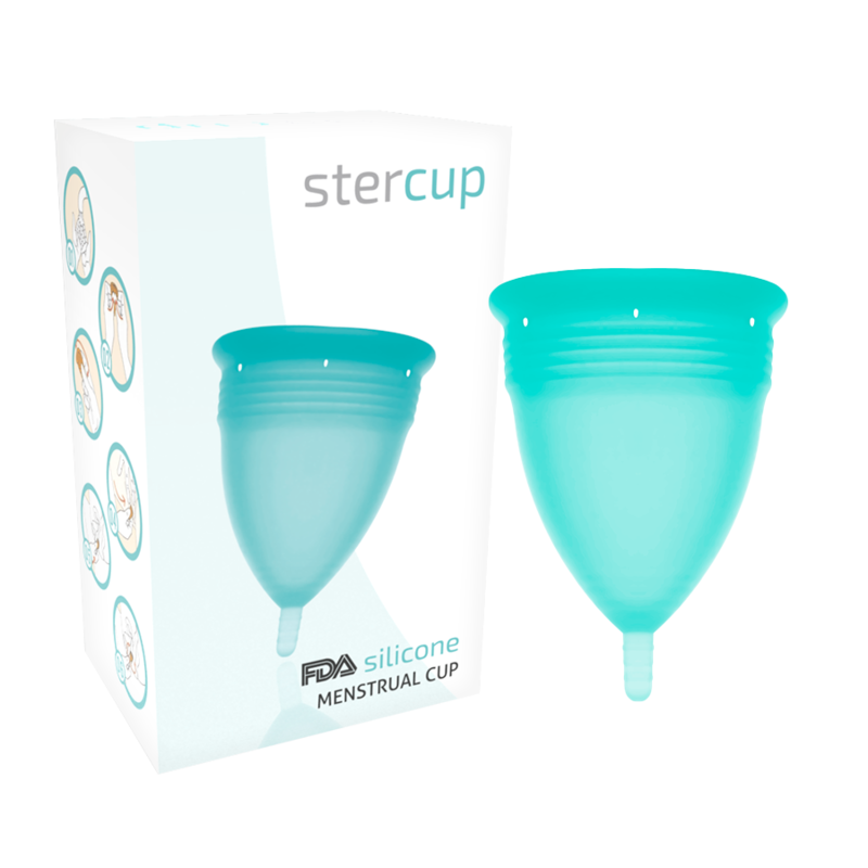 La marca STERCUP nos facilita esta imagen de su producto STERCUP - COPA MENSTRUAL FDA SILICONA AQUAMARINA - TALLA L para nuestro catálogo.