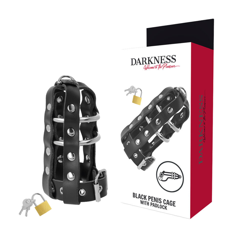 La marca DARKNESS BONDAGE nos facilita esta imagen de su producto DARKNESS - JAULA CASTIDAD CUERO CON CANDADO para nuestro catálogo.