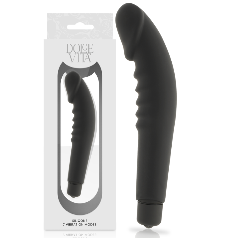 La marca DOLCE VITA nos facilita esta imagen de su producto DOLCE VITA - REALISTIC  PLEASURE VIBRADOR SILICONA NEGRO para nuestro catálogo.