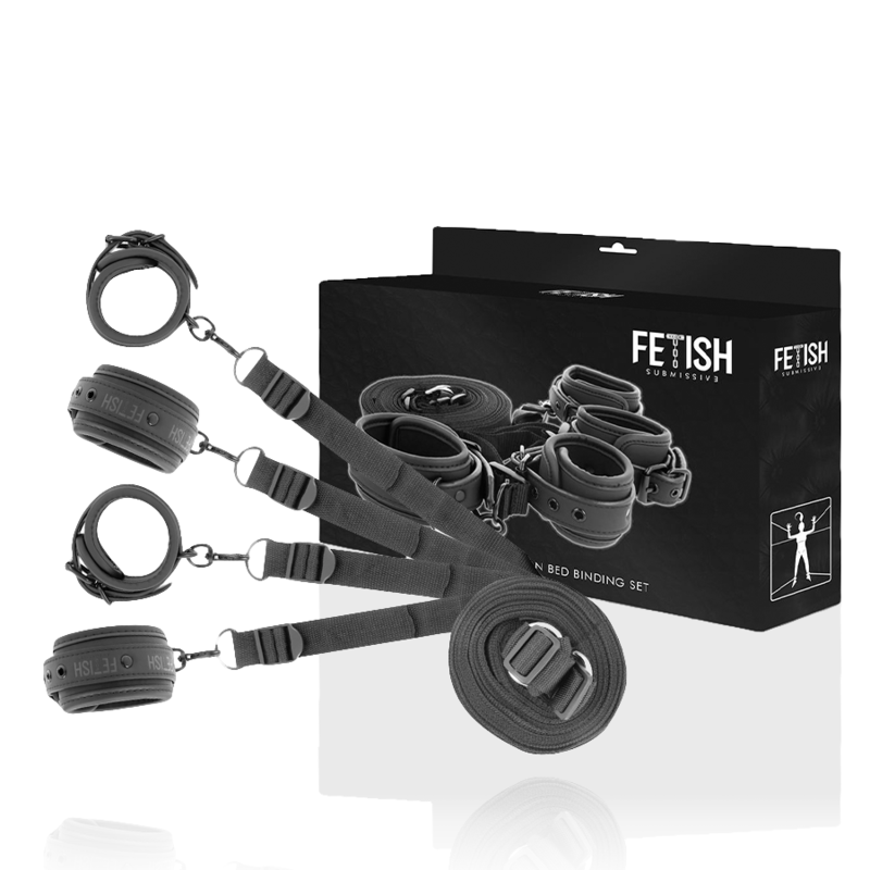 La marca FETISH SUBMISSIVE BONDAGE nos facilita esta imagen de su producto FETISH SUBMISSIVE - SET DE ESPOSAS Y ATADURAS CON FORRO DE NEOPRENO para nuestro catálogo.